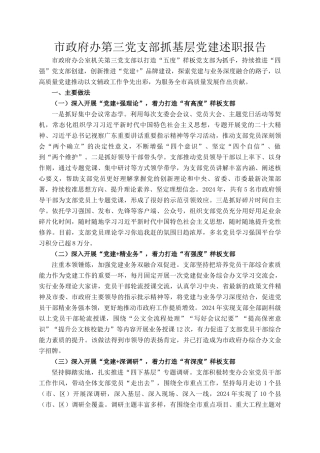 市政府办第三党支部抓基层党建述职报告