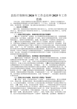 县医疗保障局2024年工作总结和2025年工作思路