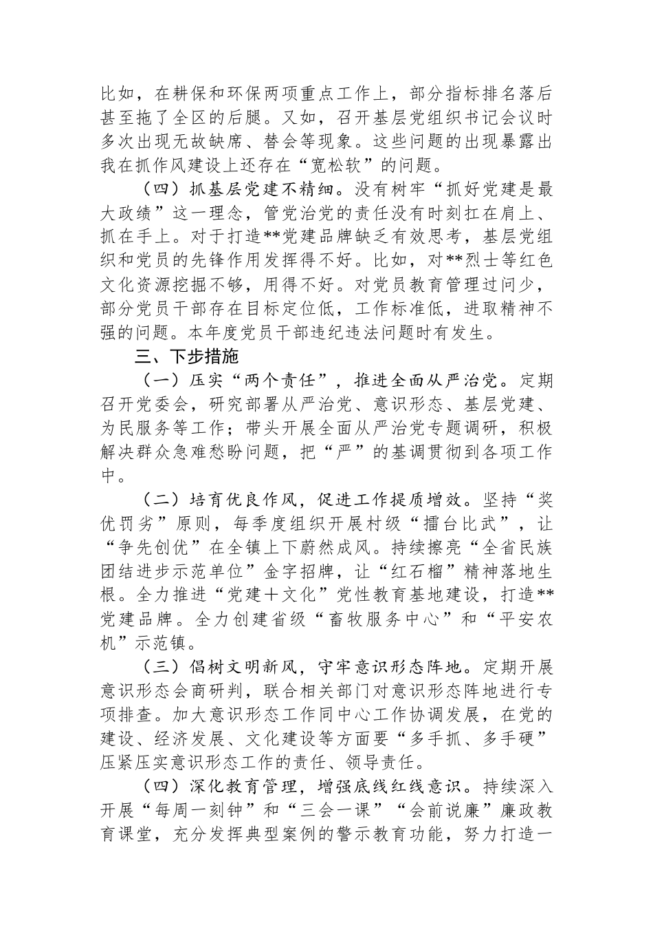 乡镇2024年度全面从严治党述责述廉报告_第3页