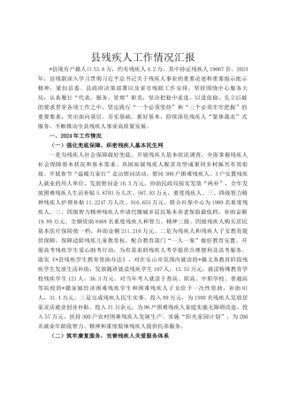 县残疾人工作情况汇报