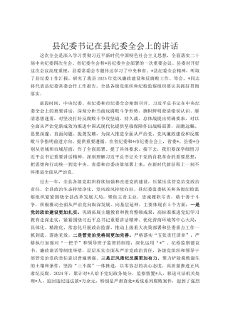县纪委书记在县纪委全会上的讲话