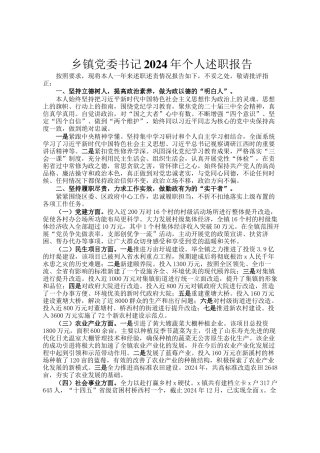乡镇党委书记2024年个人述职报告