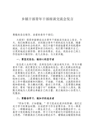 乡镇干部青年干部座谈交流会发言