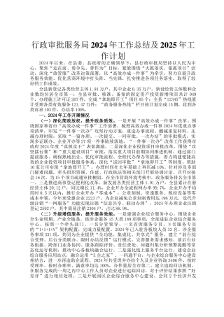 行政审批服务局2024年工作总结及2025年工作计划