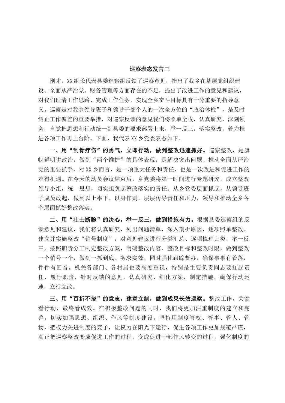 巡视巡察表态发言（六篇）_第3页