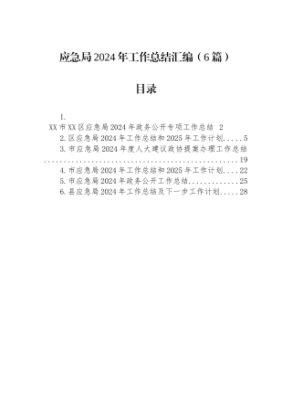 应急局2024年工作总结汇编（6篇）