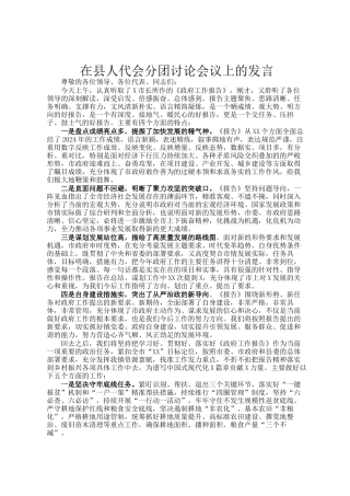 在县人代会分团讨论会议上的发言