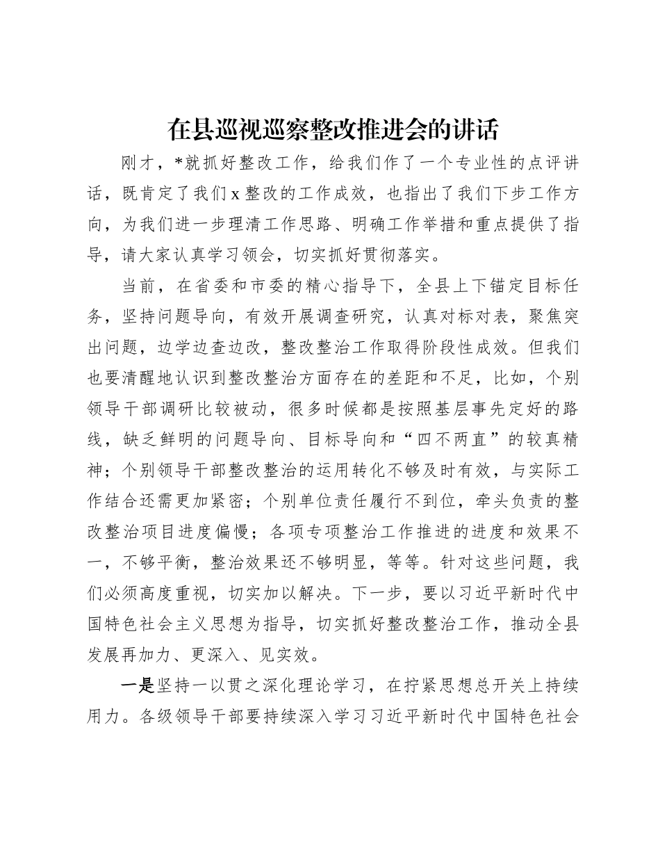 在县巡视巡察整改推进会的讲话_第1页
