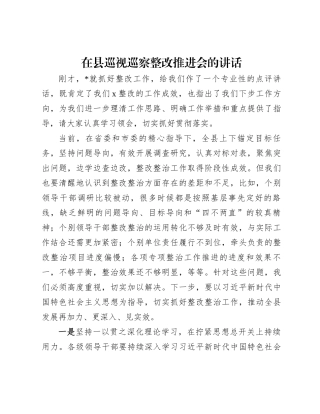 在县巡视巡察整改推进会的讲话