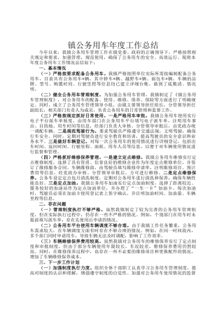镇公务用车年度工作总结
