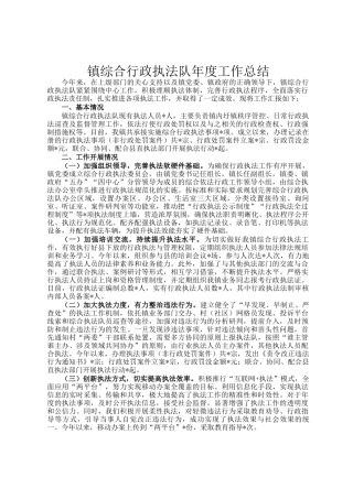 镇综合行政执法队年度工作总结