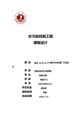 水污染课程设计.