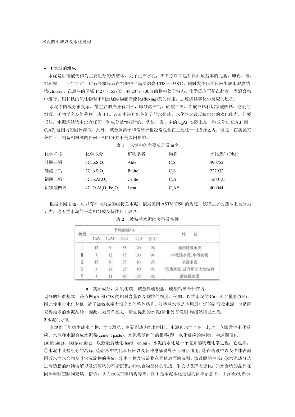 水泥的组成以及水化过程_第1页
