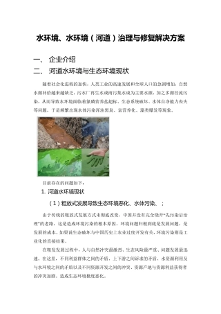 水环境(河道)治理与修复解决方案