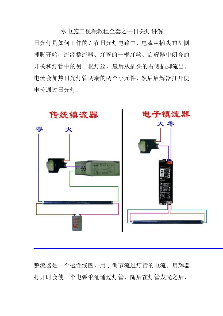 水电施工视频教程资料——日光灯接法安装_第1页