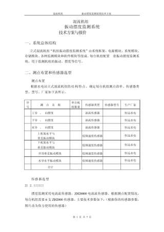 水电站机组振摆监测方案