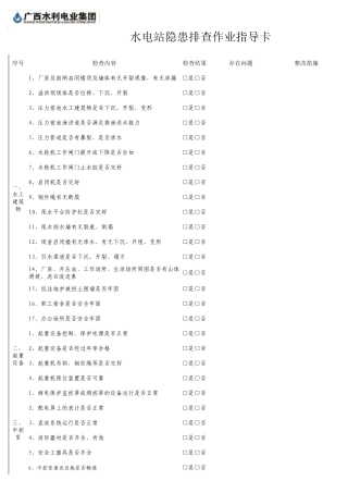 水电站隐患排查作业指导卡