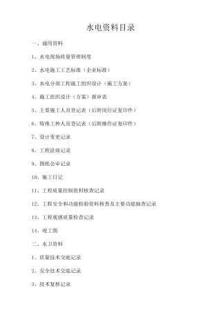 水电资料目录