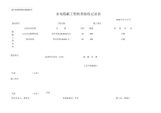 水电隐蔽工程检查验收记录表