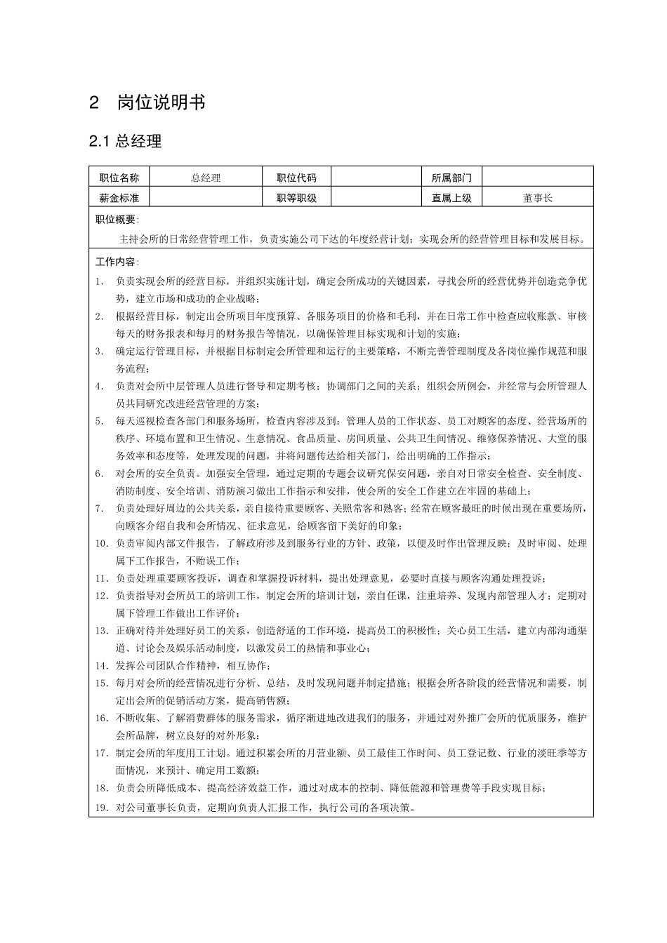 水疗会所各岗位职责及说明_第2页