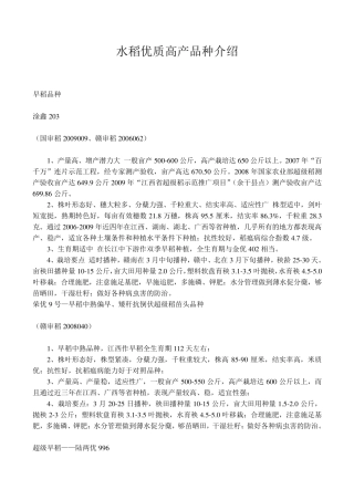 水稻优质高产品种介绍