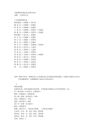 水粉颜料的调色表及相关常识