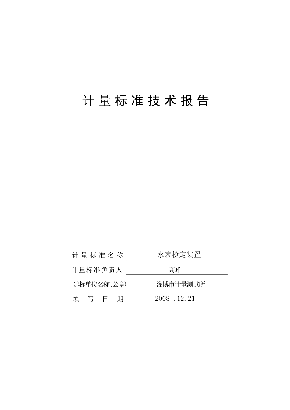 水表计量标准技术报告_第1页