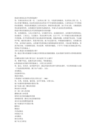 水资源利用与保护重点