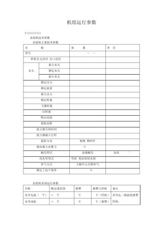 水轮机组运行参数