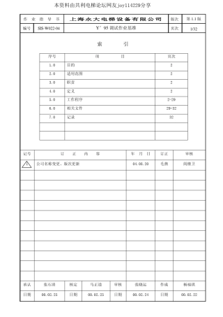 永大日立电梯Y95调试作业基准