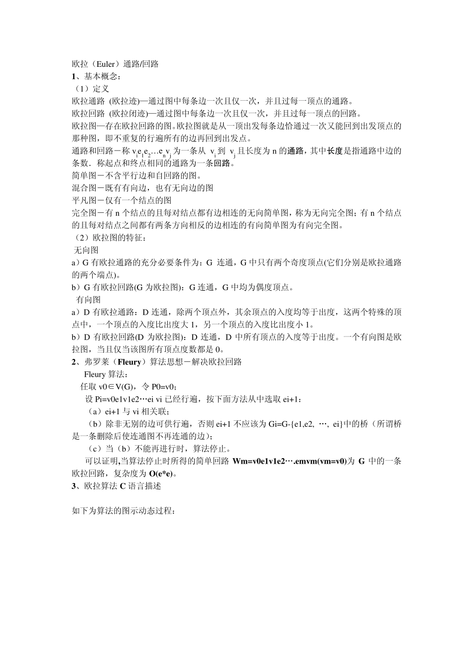 求欧拉回路,Fleury算法的C语言实现_第1页