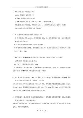 汇川变频器常规问题解答(060801)
