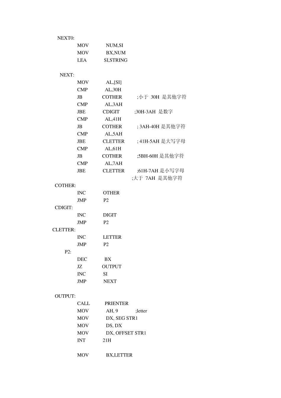 汇编分类统计字符个数_第3页