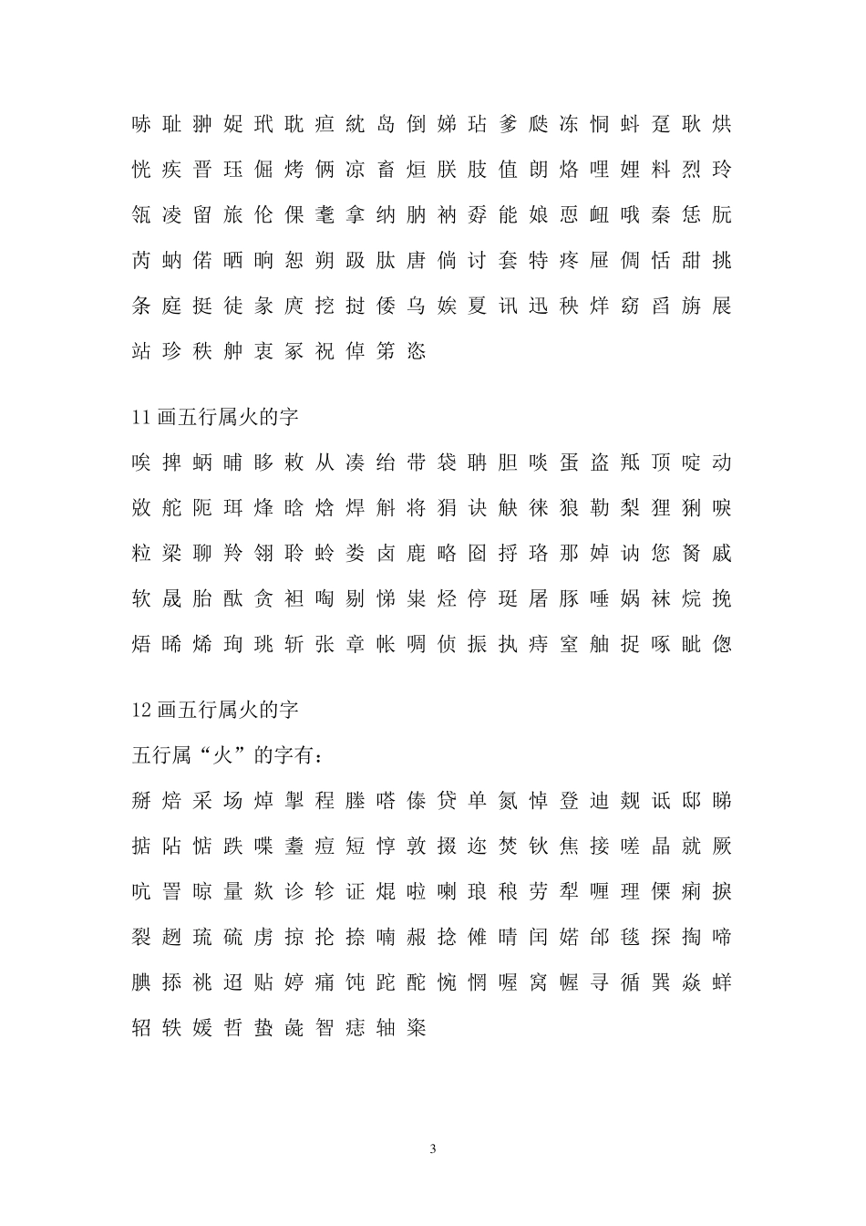 汉字五行属性以及数字吉凶查询表_第3页