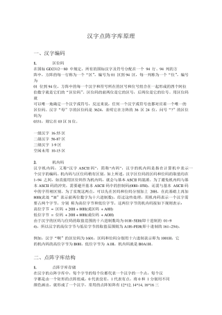 汉字点阵字库原理详解+例程