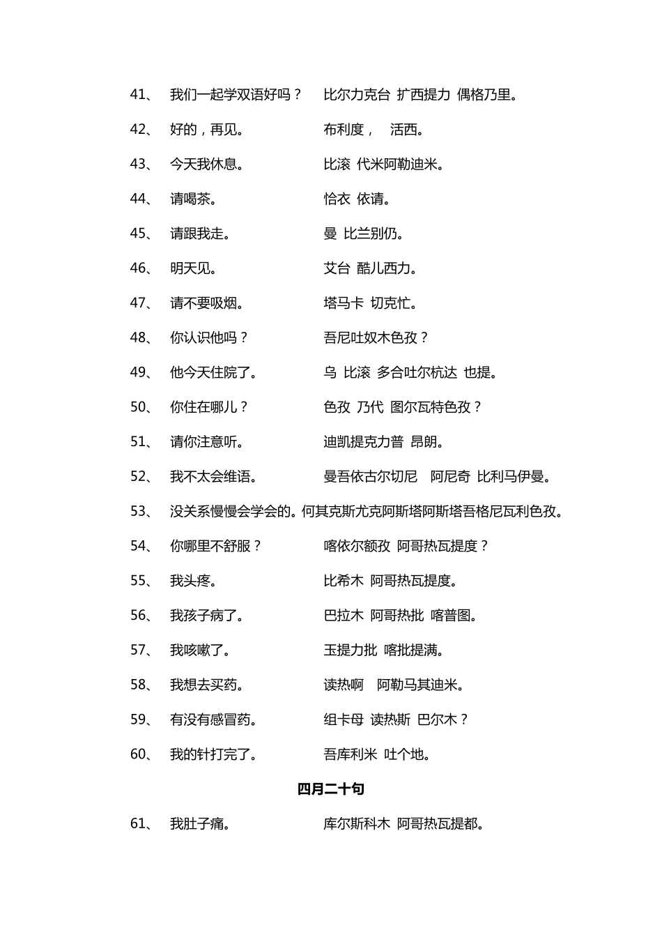 汉维语对照表及日常用语大全_第3页