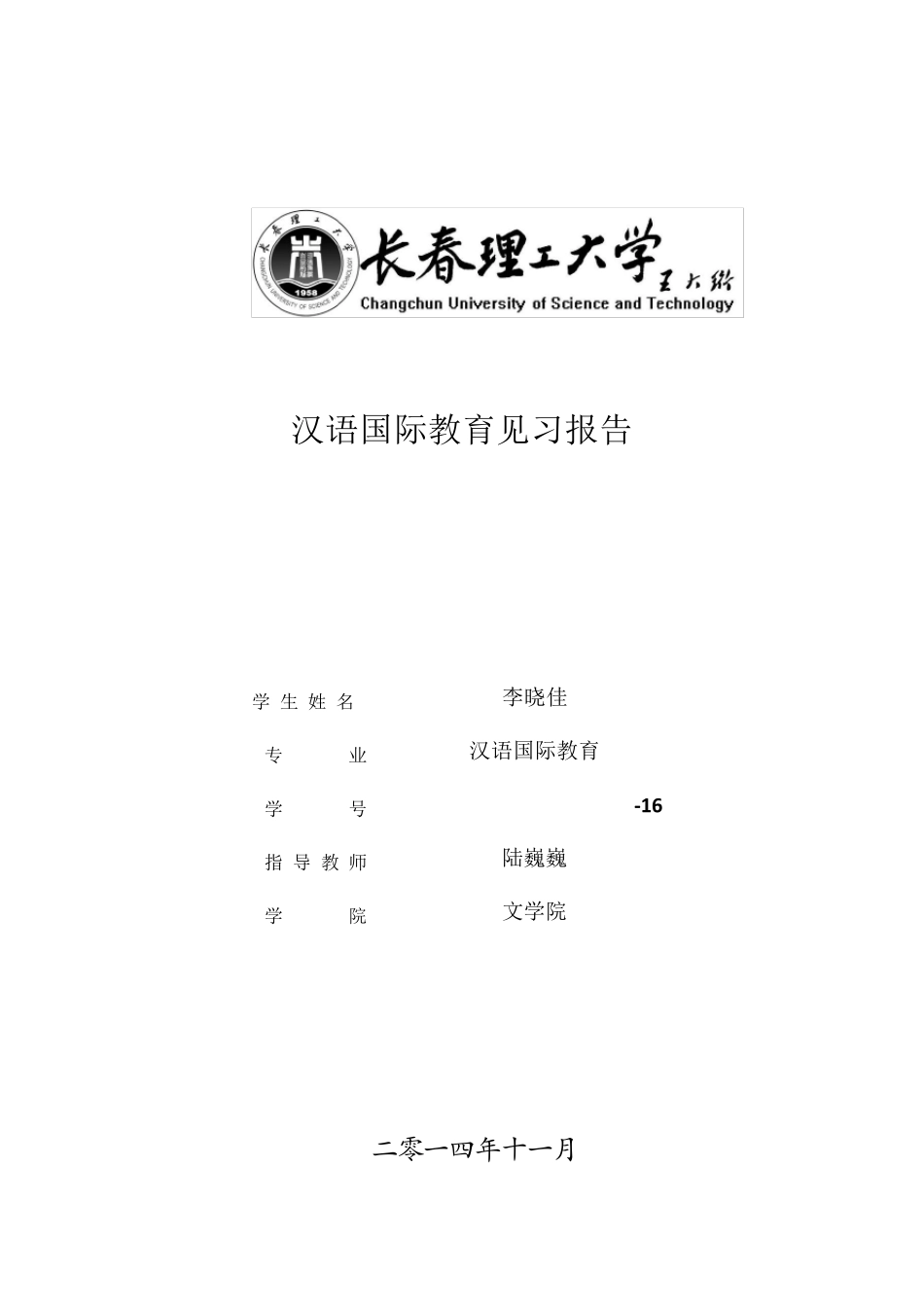 汉语国际教育见习报告_第1页
