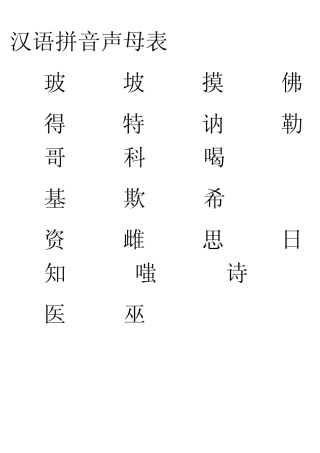 汉语拼音声母表