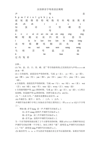 汉语拼音字母表读法规则