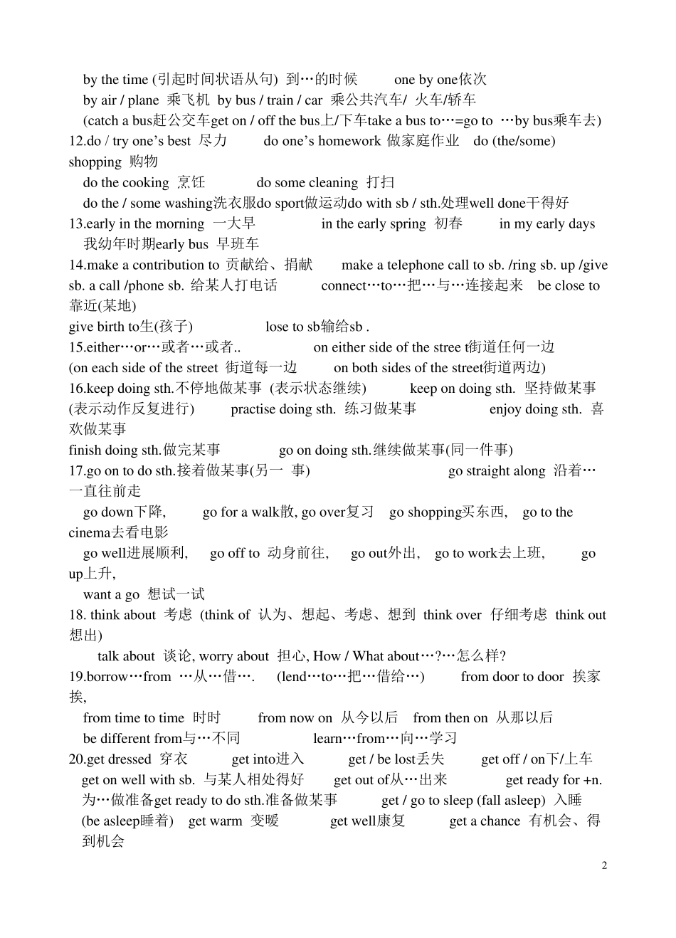 江苏中考英语110条重点短语归纳_第2页