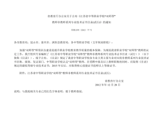 江苏省“双师型”教师专业技术证书目录