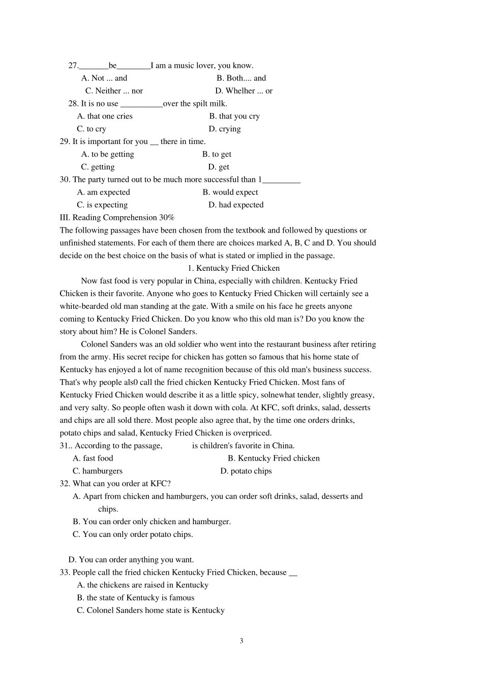 江苏省成人高等教育英语考试题库_第3页