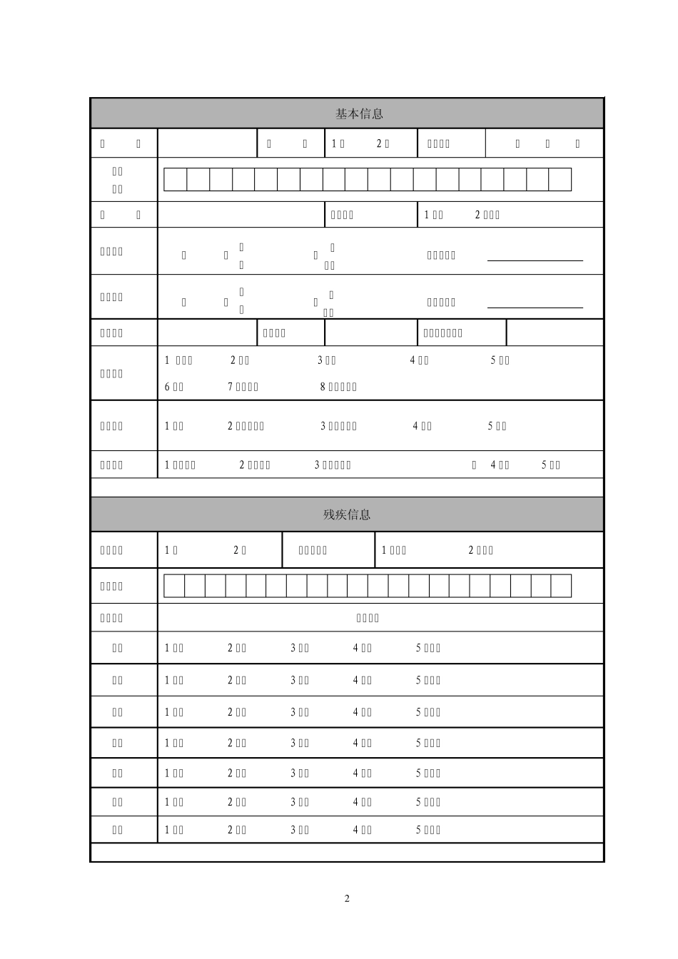 江苏省残疾人基础信息采集表_第2页