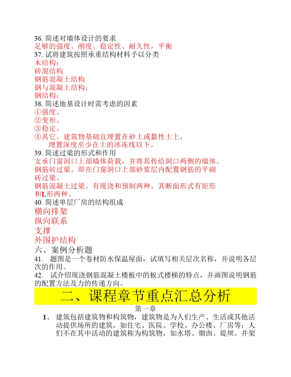 江苏省自学考试建筑工程概论历年题及章节重点汇总100%通过考试_第3页