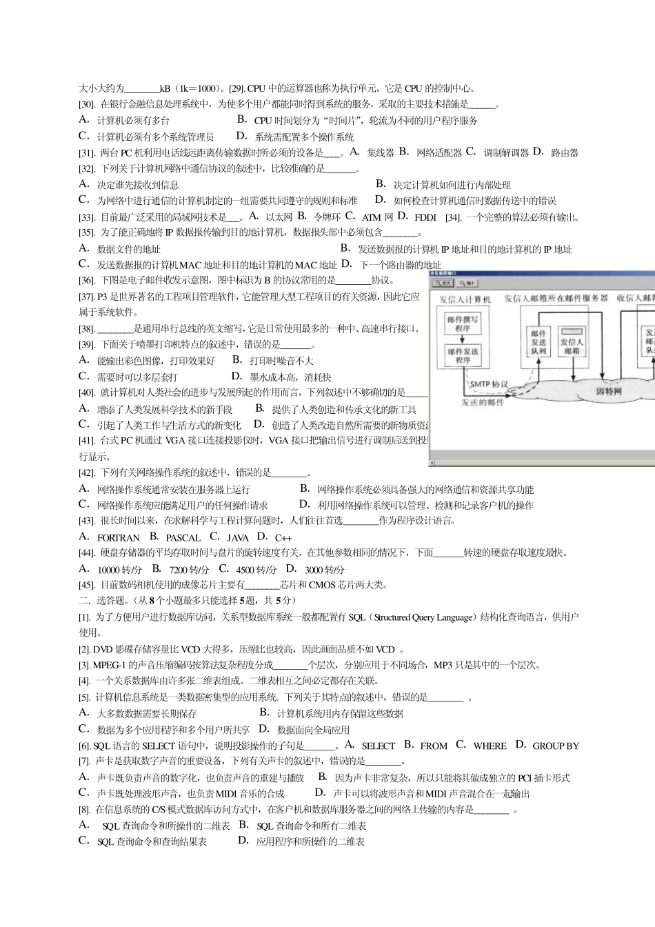 江苏省计算机等级考试一级B2012年(春)IT01IT04试卷理论题及答案_第2页