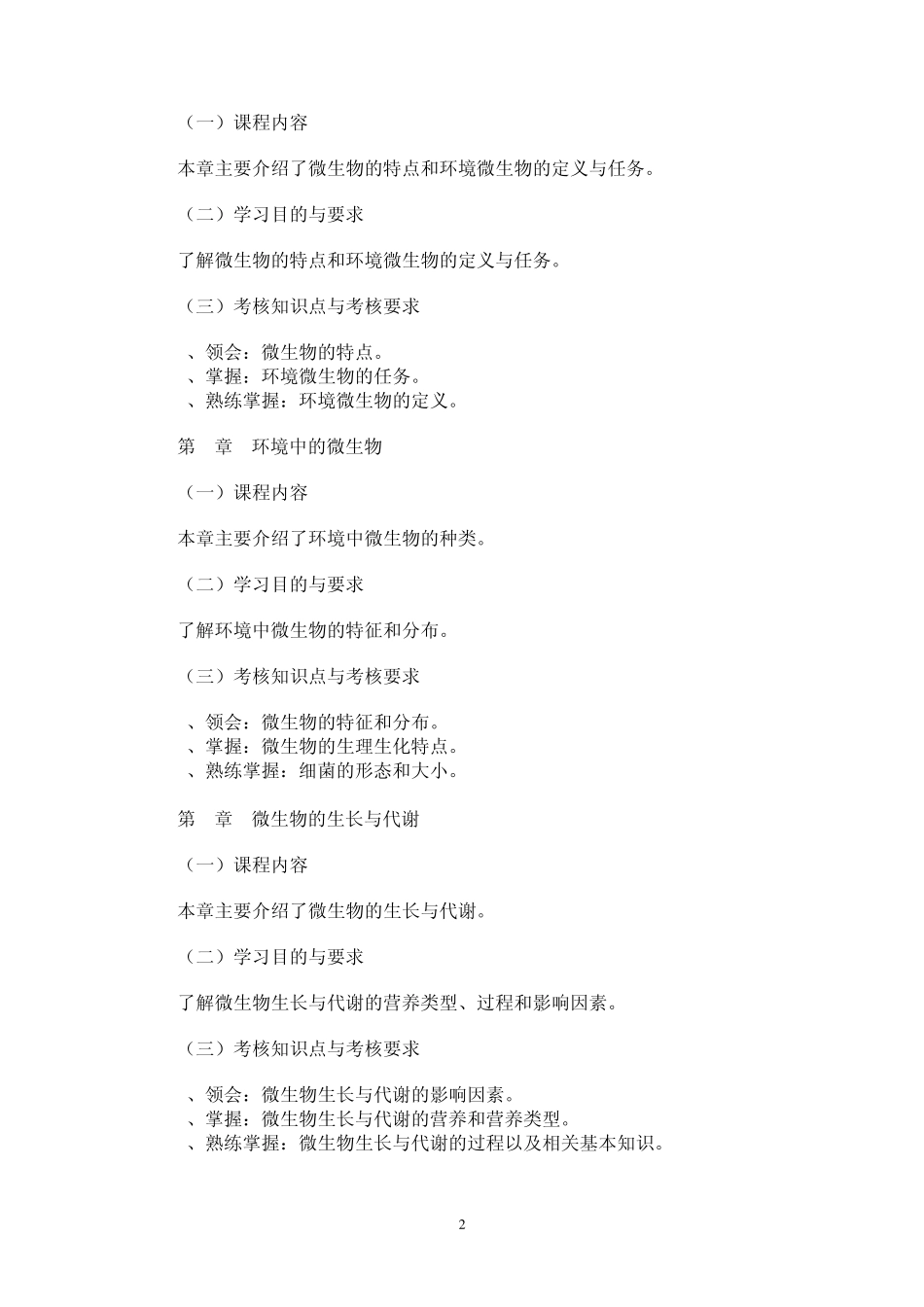 江苏自考大纲环境微生物学_第2页