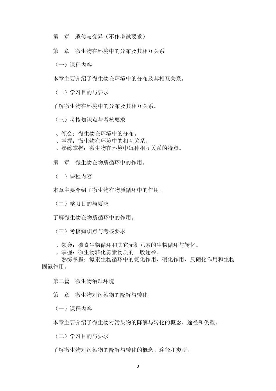 江苏自考大纲环境微生物学_第3页