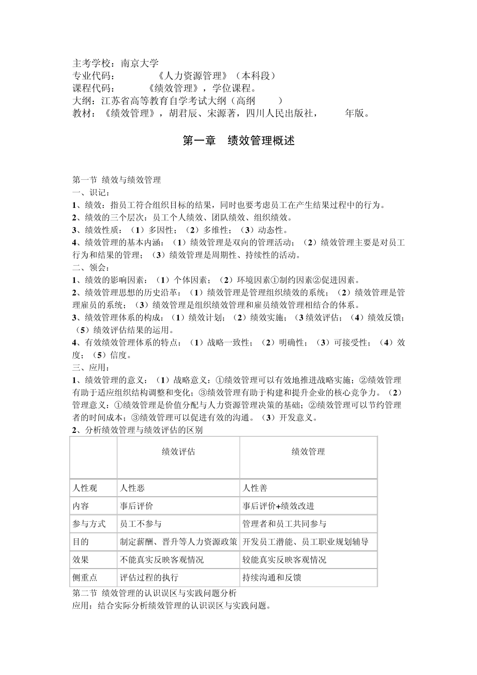 江苏自考绩效管理笔记整理_第1页