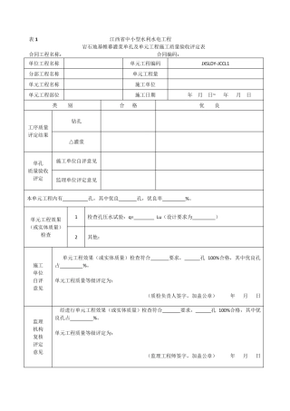江西省中小型水利水电工程单元工程施工质量验收评定表第1册(土石方工程)