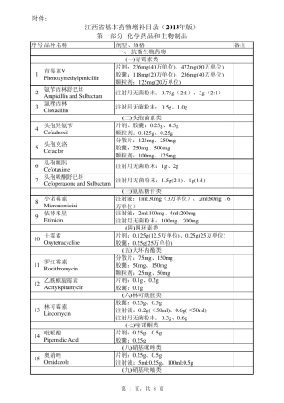 江西省增补基药目录2013